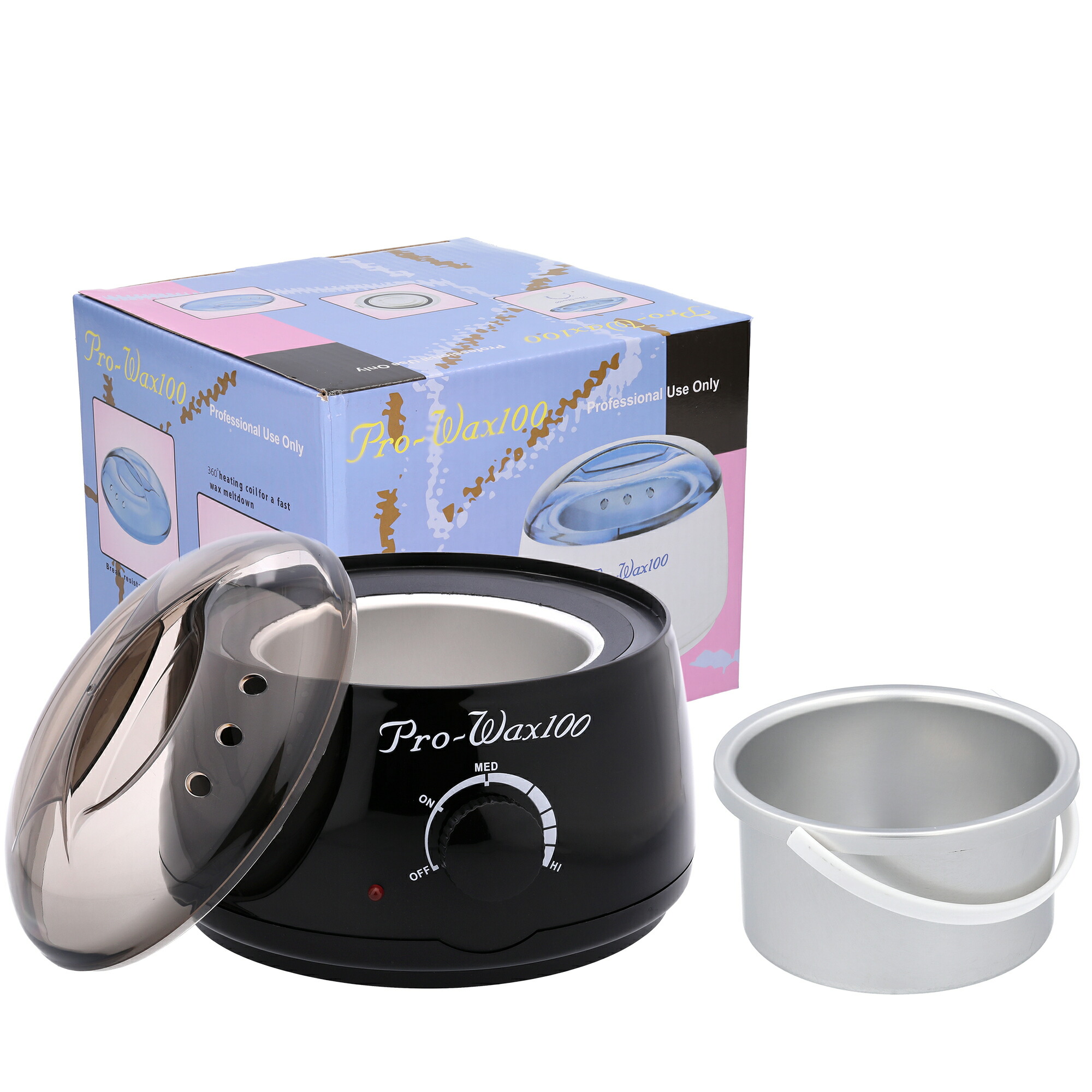 【楽天市場】ワックスウォーマーの定番 《prowax 100》黒色/black アイブロウ専用ソフトワックス【kinmokusei】を缶の