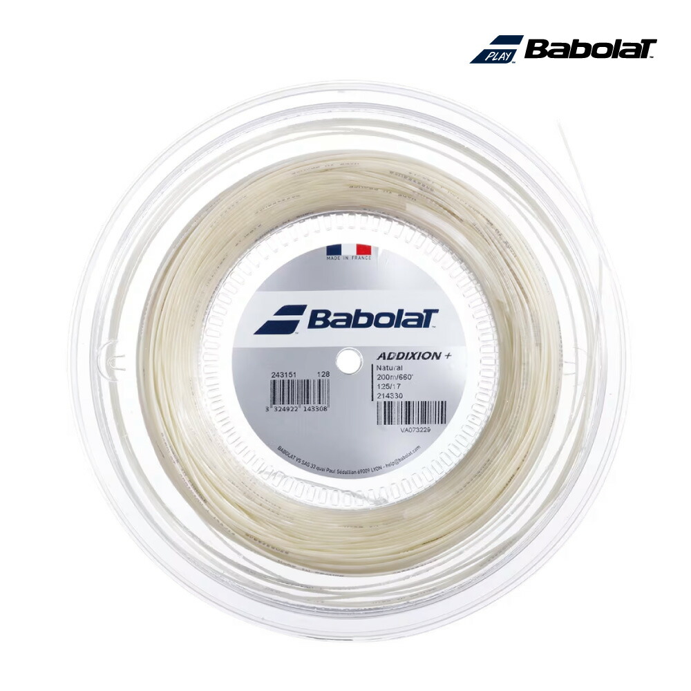 【14日20時～28H限定★最大ポイント47倍】BABOLAT　アディクション プラス　200M　243151　2025SS　ナチュラル　ロール　硬式テニス　ストリング　バボラ　AddiXion +