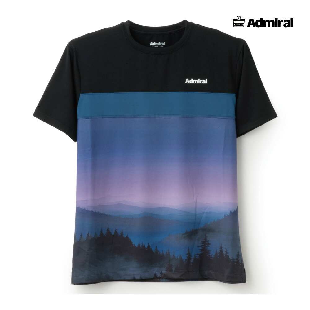 ADMIRAL　メンズ　フロントライングラフィックTEE　ATMA515-050　2025FW　パープル　吸水速乾　UVカット　ストレッチ　アドミラル　MEN　テニスウェア　バドミントン　ソフトテニス　ポスト投函対応