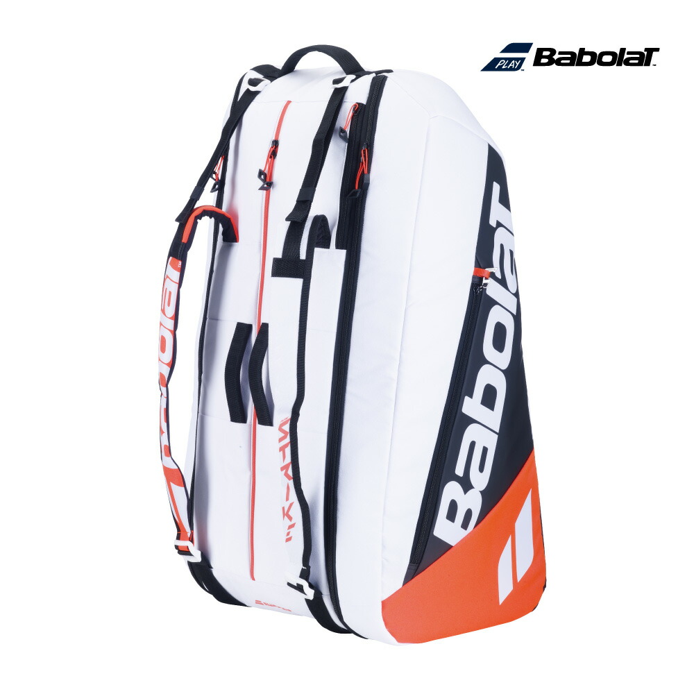 BABOLAT　ピュアストライク ラケットバッグ　751225　2024SS　ホワイト×ブラック×レッド　12本収納　バッグ ラケットバッグ　ラケバ　RH12 PURE STRIKE　バボラ