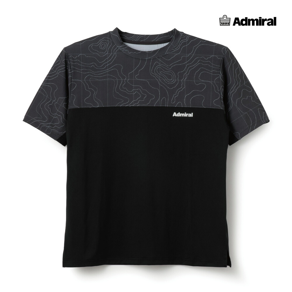 ADMIRAL　メンズ　ブロッキンググラフィックTEE　ATMA601-10　2026SS　ブラック　吸水速乾　UVカット　ストレッチ　アドミラル　MEN　テニスウェア　バドミントン　ソフトテニス