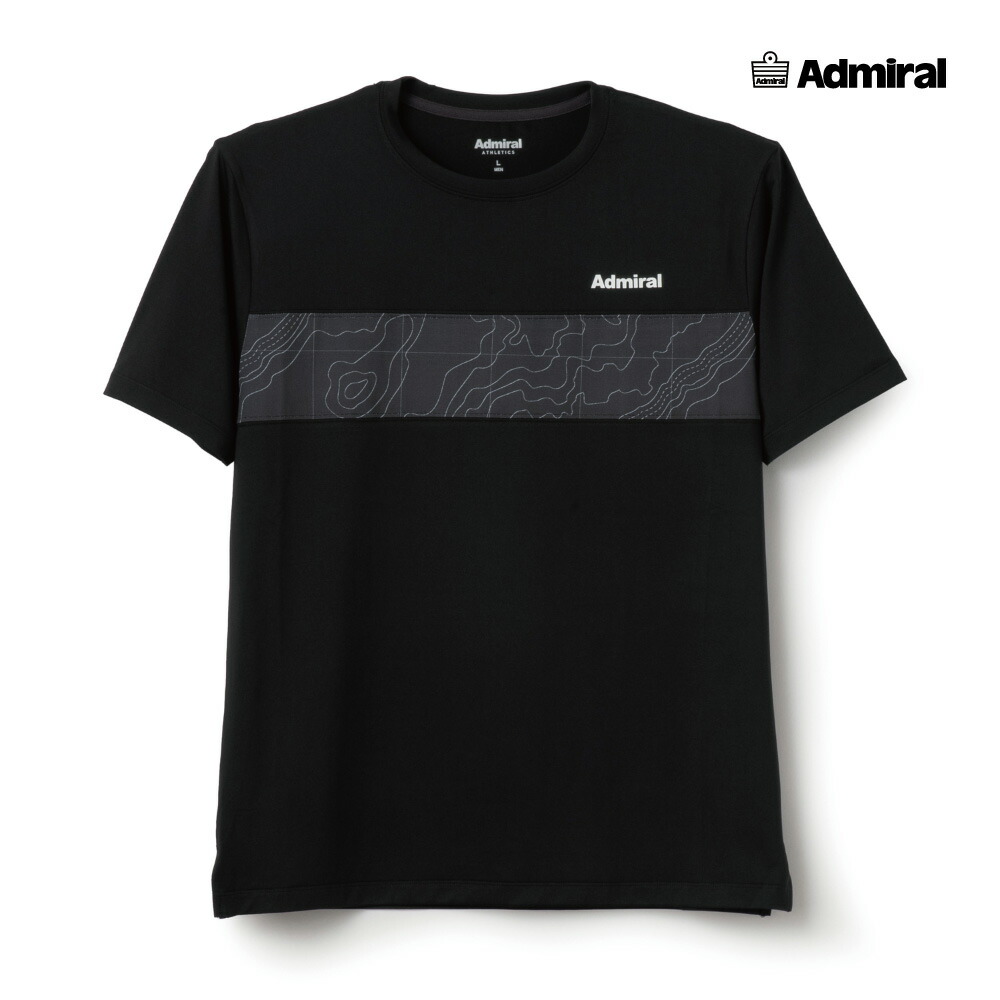 ADMIRAL　メンズ　フロントライングラフィックTEE 　ATMA602-10　2026SS　ブラック　吸水速乾　UVカット　ストレッチ　アドミラル　MEN　テニスウェア　バドミントン　ソフトテニス