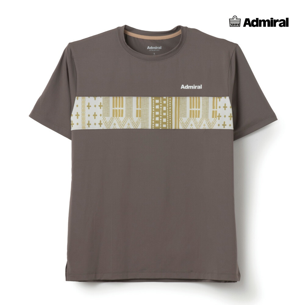 ADMIRAL　メンズ　フロントライングラフィックTEE 　ATMA602-25　2026SS　モカ　吸水速乾　UVカット　ストレッチ　アドミラル　MEN　テニスウェア　バドミントン　ソフトテニス