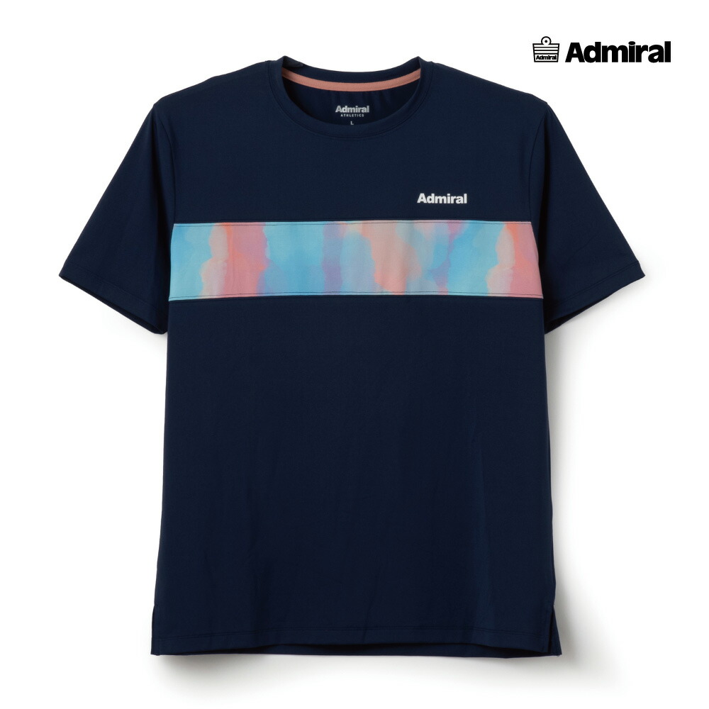 ADMIRAL　メンズ　フロントライングラフィックTEE 　ATMA602-30　2026SS　ネイビー　吸水速乾　UVカット　ストレッチ　アドミラル　MEN　テニスウェア　バドミントン　ソフトテニス