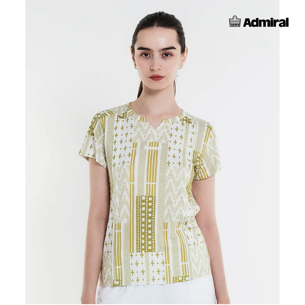 ADMIRAL　レディース　ピンタックフルグラフィックTEE　ATLA601-70　2026SS　イエロー　吸水速乾　UVカット　ストレッチ　アドミラル　WOMEN　テニスウェア　バドミントン　ソフトテニス｜ラケットショップ・アプローチ