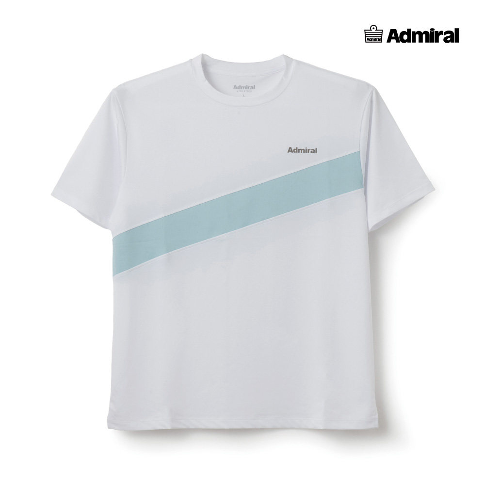 ADMIRAL　メンズ　ダイアゴナルラインTEE 　ATMA607-00　2026SS　ホワイト　吸水速乾　ストレッチ　アドミラル　MEN　テニスウェア　バドミントン　ソフトテニス