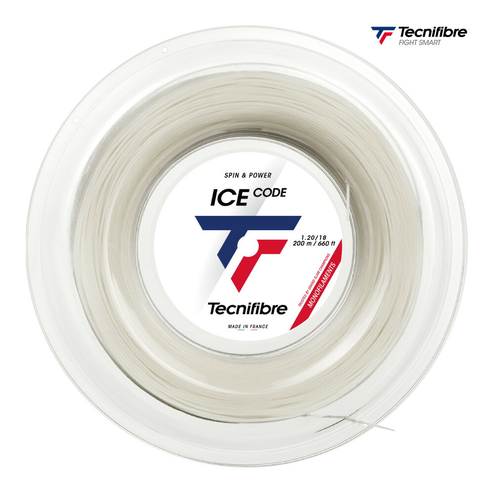 【14日20時～28H限定★最大ポイント47倍】Tecnifibre　アイス コード　200m　ロール　ホワイト　04RIC　硬式　テニス　ストリング　ガット　ICE CODE　テクニファイバー