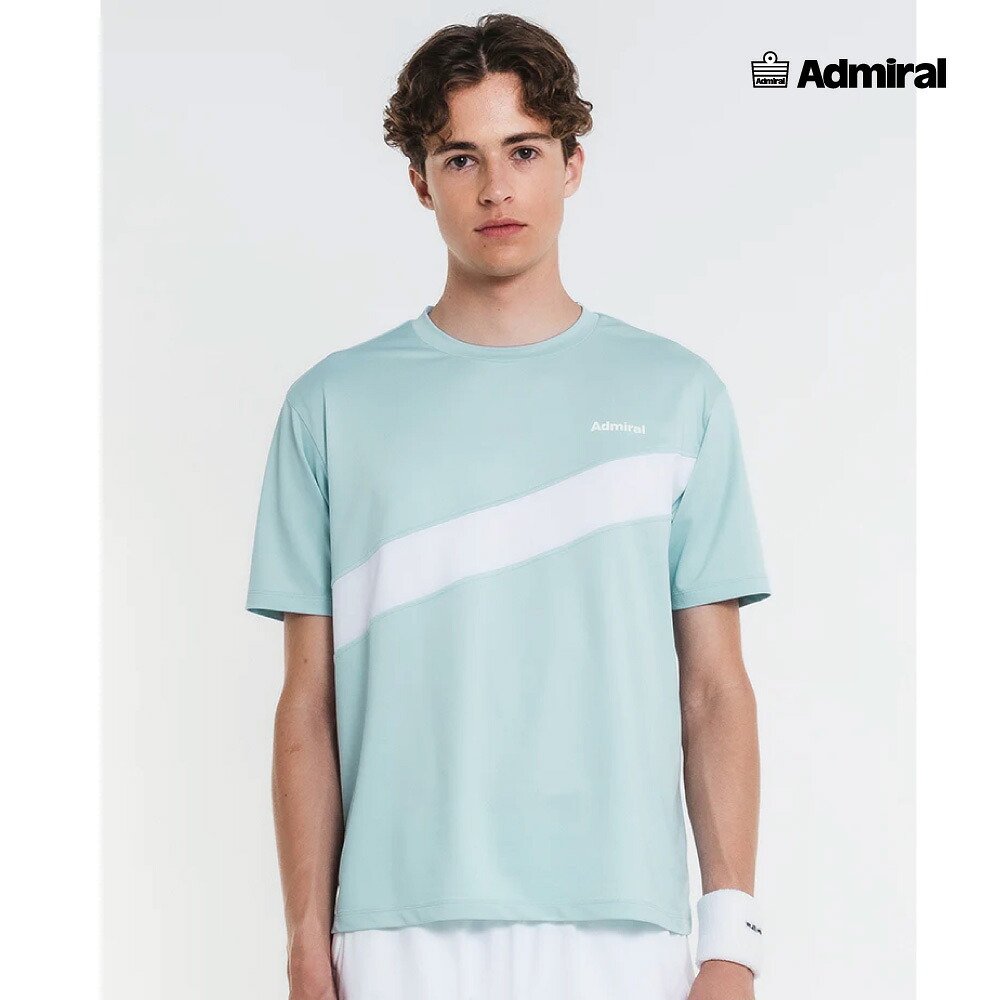 ADMIRAL　メンズ　ダイアゴナルラインTEE 　ATMA607-66　2026SS　ミントグリーン　吸水速乾　ストレッチ　アドミラル　MEN　テニスウェア　バドミントン　ソフトテニス