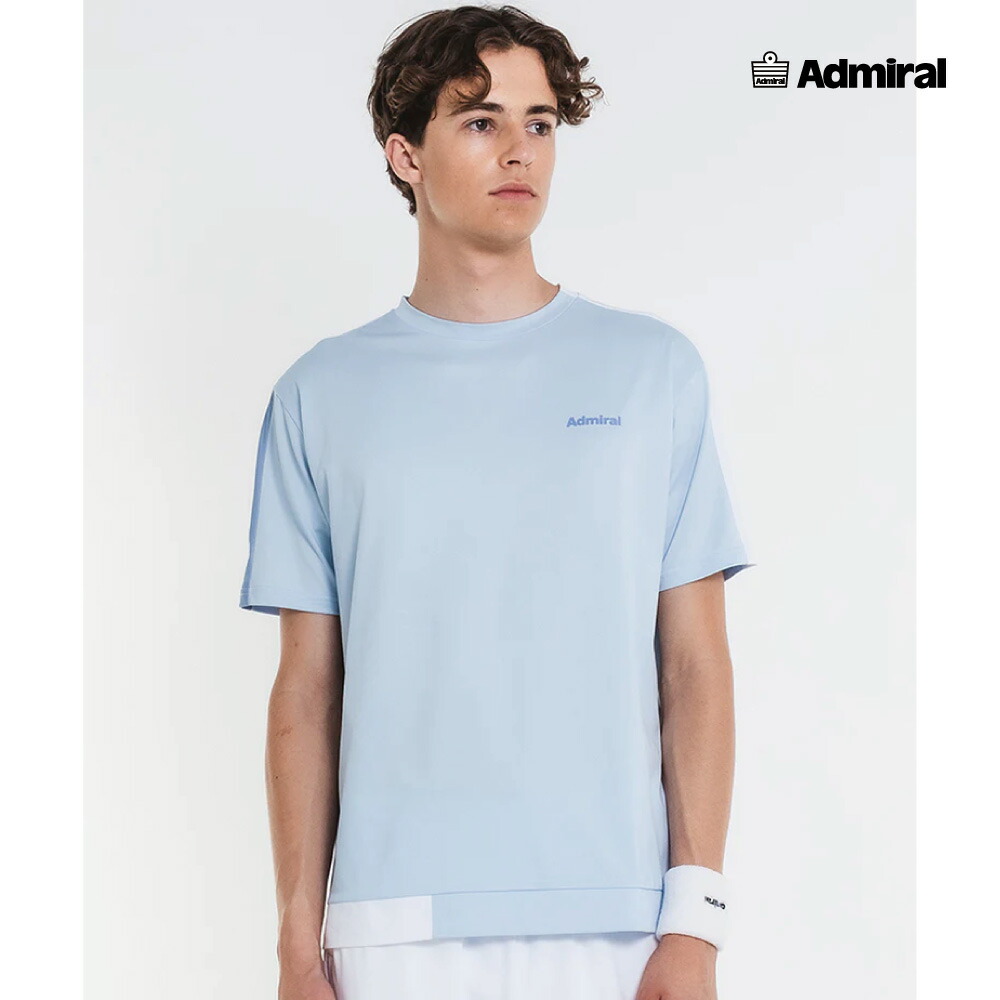 ADMIRAL メンズ カラーアソートブロッキングTEE ATMA608-39 2026SS サックス 吸水速乾 ストレッチ アドミラル MEN テニスウェア バドミントン ソフトテニス
