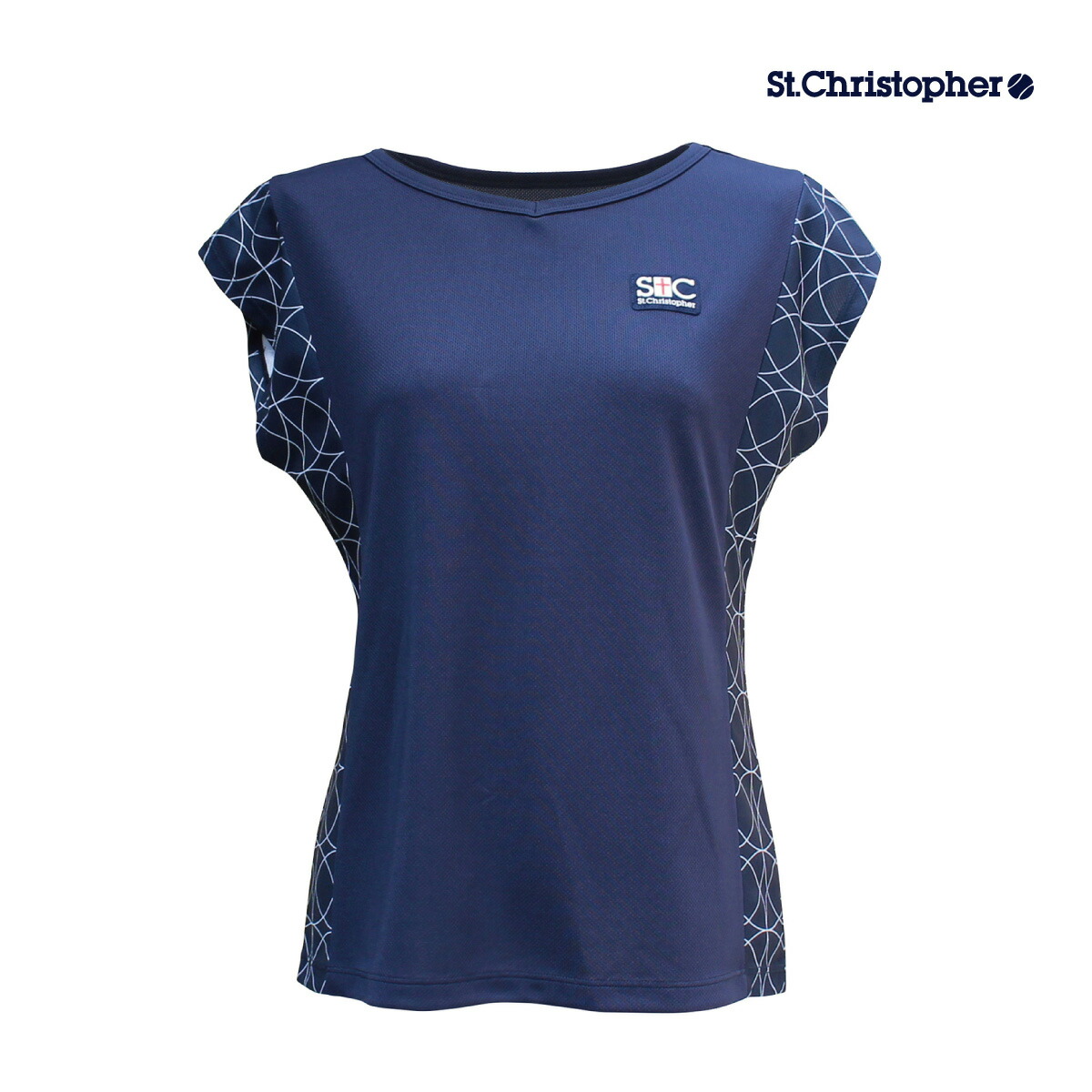 【マラソン限定!最大2000円OFFクーポン 】St.Christopher サイドクロワゾンゲームシャツ STC-BDW2363-NV　2024SS ネイビー　セントクリストファー レディース　テニス