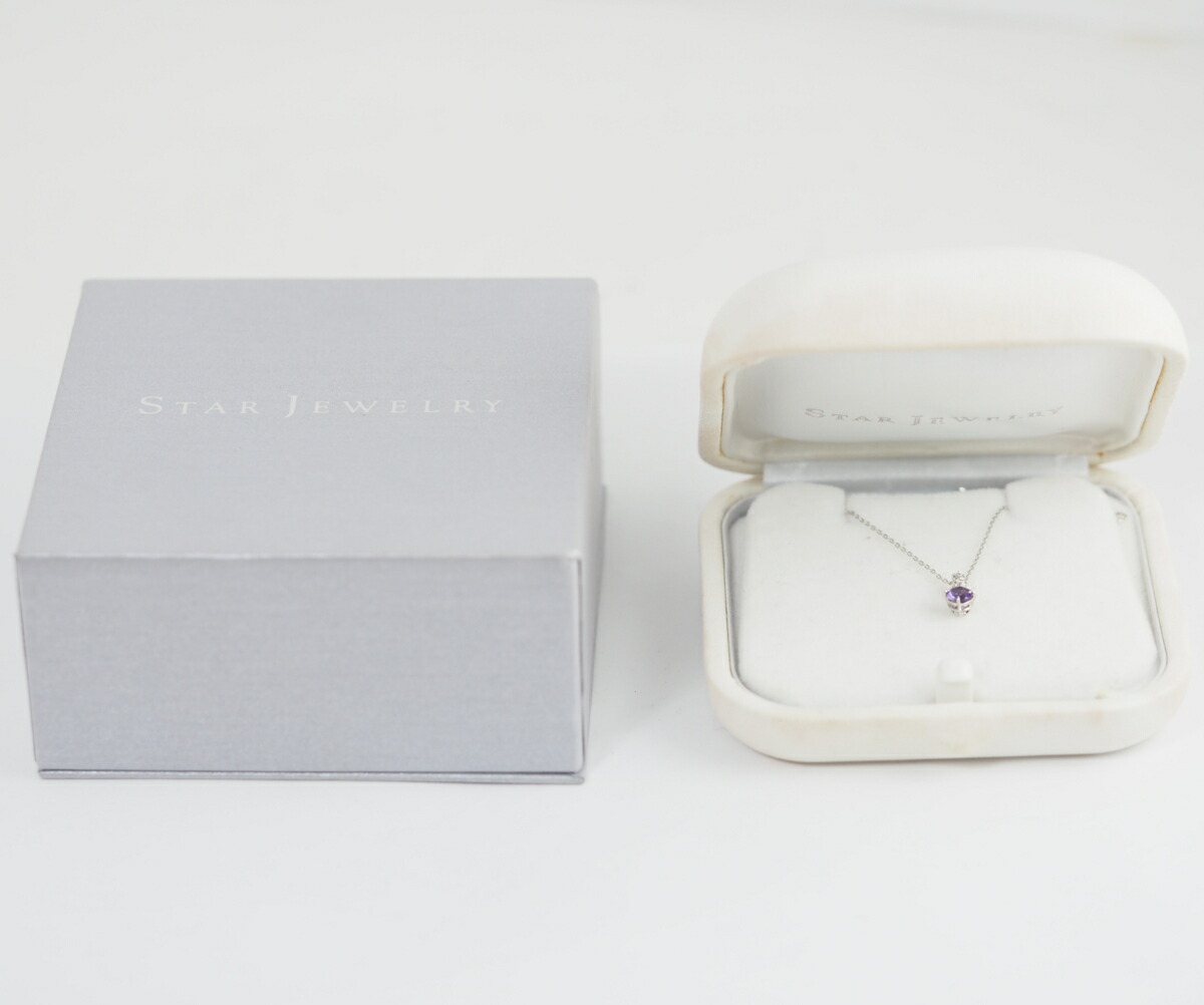 現行品 Star Jewelry スタージュエリー Pt950 アメシスト ダイヤ0 02ct Crossing Star Setting ネックレス ケース付 中古 Mozago Com