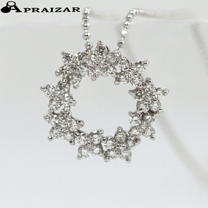 Ponte Vecchio ポンテヴェキオ K18ホワイトゴールド ダイヤ0.61ct フラワー サークル ネックレス [中古]