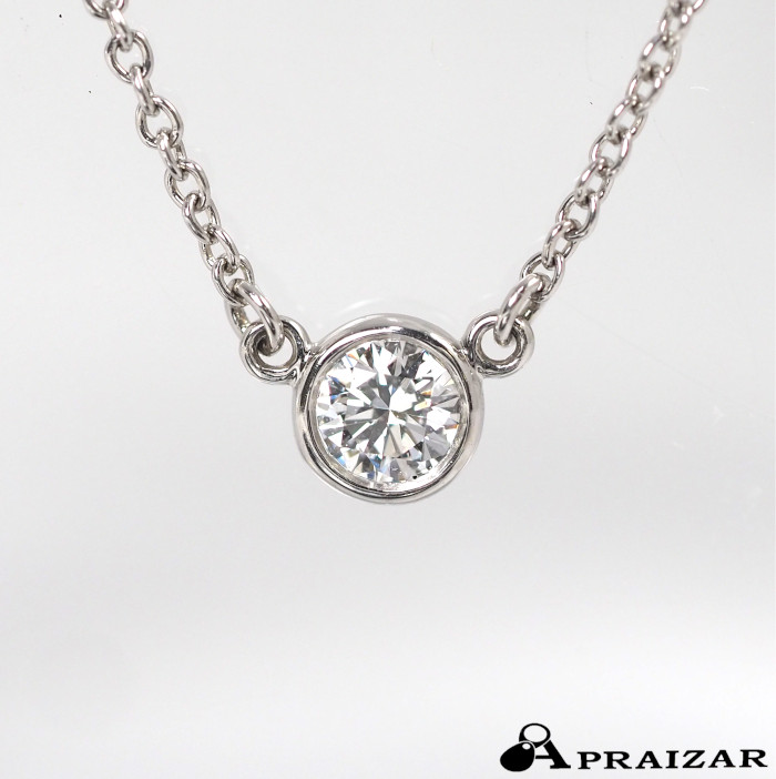 Tiffany & Co. ティファニー Pt950 バイザヤード ダイヤ　ネックレス ペンダント ケース付 [中古]