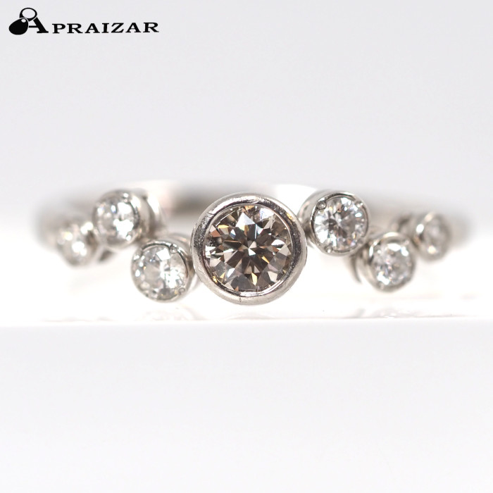 KASHIKEY カシケイ BEZEL ベゼル Pt900 ブラウンダイヤ ダイヤ 0.30ct 0.20ct リング 約16.5号 [中古]