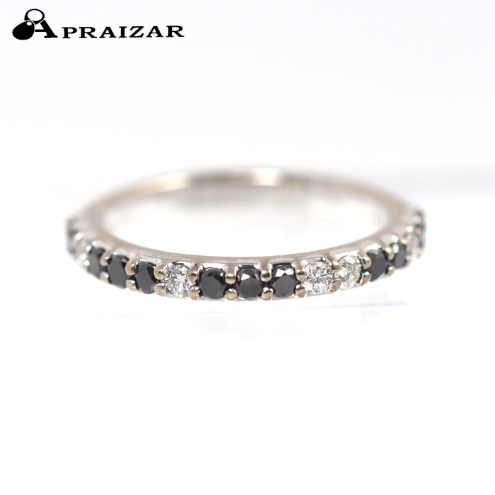 Ponte Vecchio ポンテヴェキオ K18ホワイトゴールド ブラックダイヤ/ダイヤ0.35ct ハーフエタニティ リング 7号 [中古]