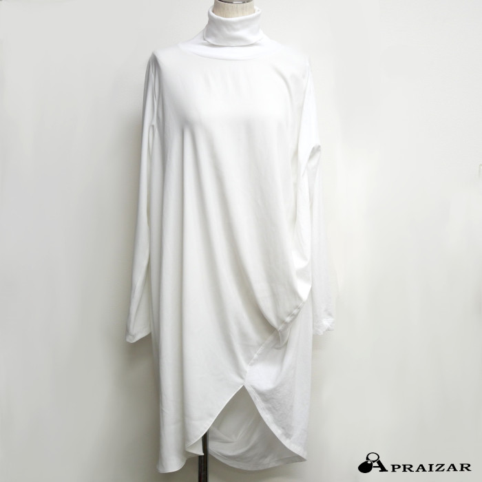 MM6 Maison Margiela メゾンマルジェラ ハイネック 長袖 ワンピース XS ホワイト カットアウト アシンメトリー[中古]｜APRAIZAR