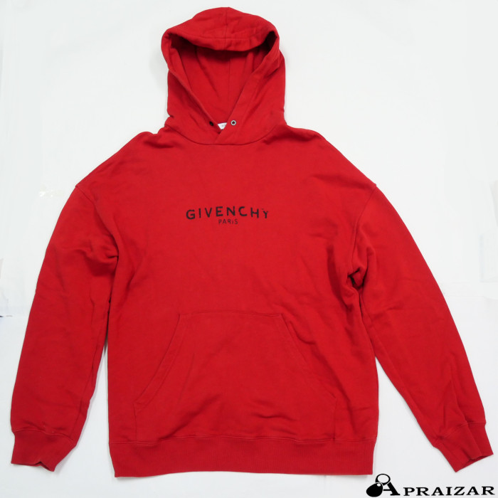 GIVENCHY ジバンシィ コットン スウェット ロゴ パーカー フーディ レッド 赤 XL メンズ ユニセックス 大き目 [中古]｜APRAIZAR
