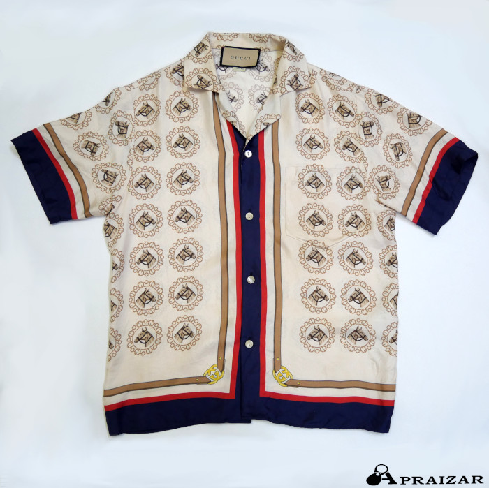 GUCCI半袖アロハシャツ44グッチリゾートオープンカラーボーリングパンツハワイ GUCCI半袖アロハシャツ44グッチリゾートオープンカラーボーリング