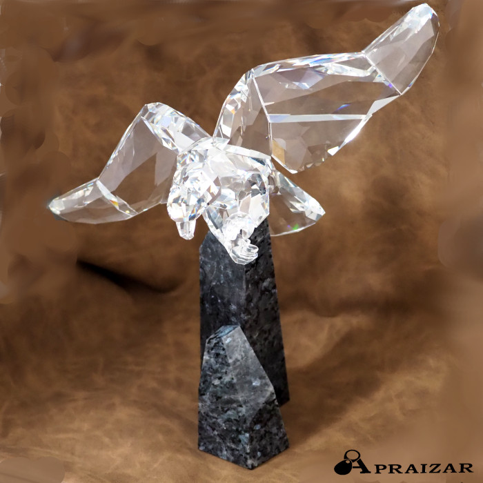 SWAROVSKI スワロフスキー 鷲 鷲 鷲 毛の荒物 飾りつけ オブジェ 御墨付き・入れもの・グローブ・差し交わす付 大型 [中古]