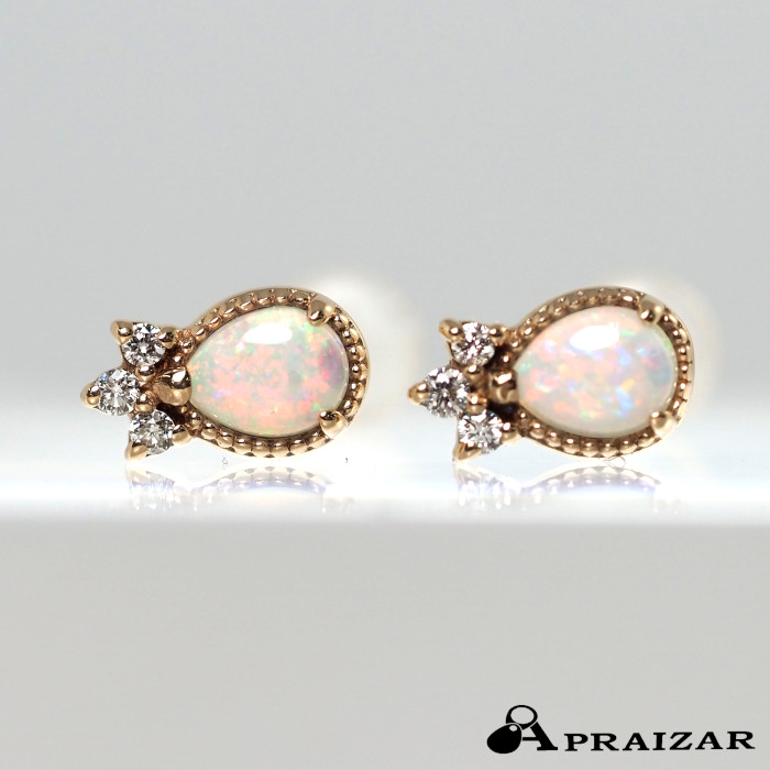 楽天市場】アガット オパールチャーム付きフープピアス/K10PG/416-1.7g