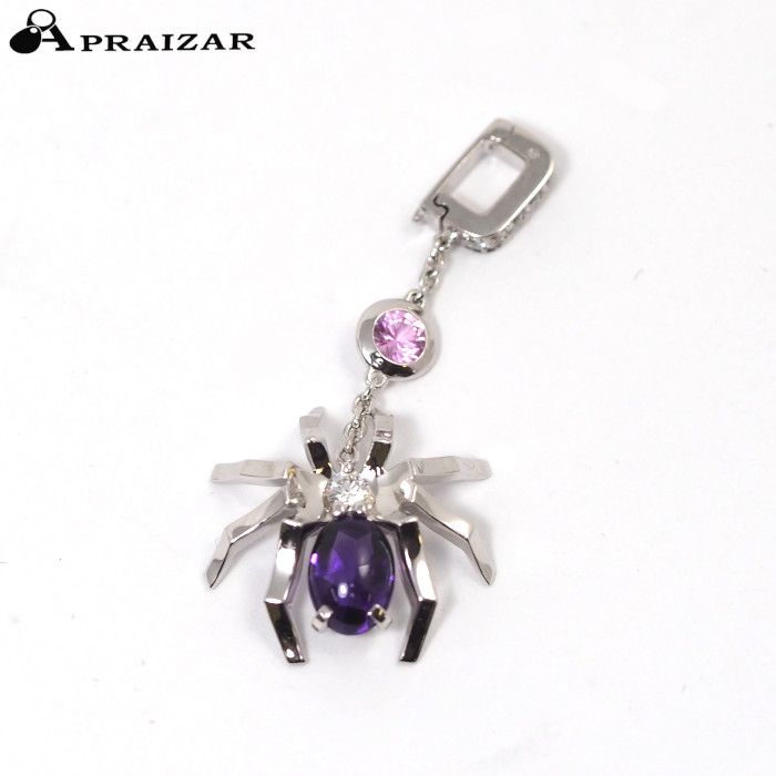 CHAUMET ショーメ 750 K18WG ダイヤ アメジスト ピンクサファイヤ アトラップモワ クモ スパイダー チャーム ペントップ [中古]｜APRAIZAR