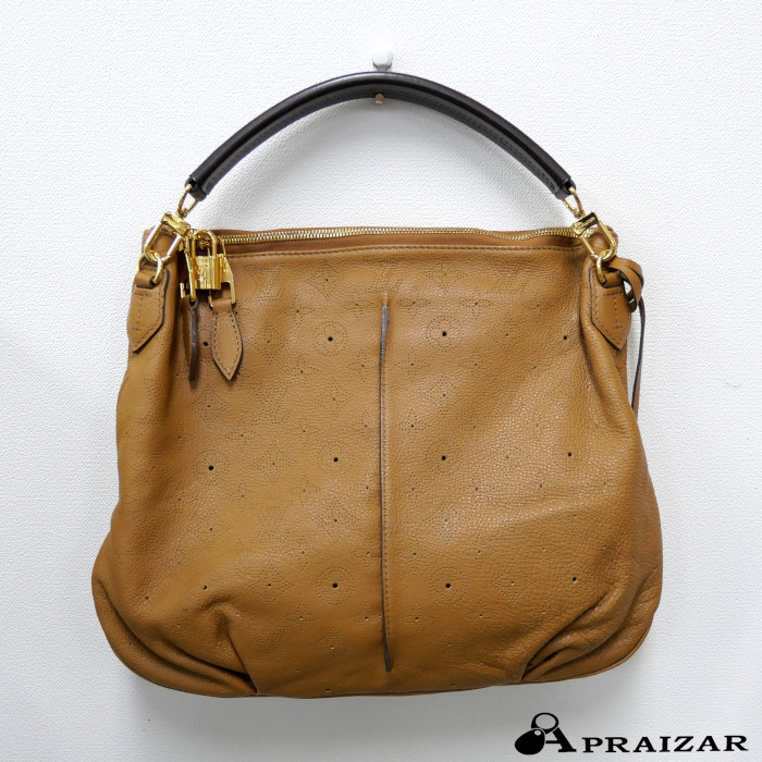 LOUIS VUITTON ルイヴィトン マヒナ セレネ PM なめし革 モノグラム 2WAY ショルダーバック 駱駝 合切袋付 [中古]
