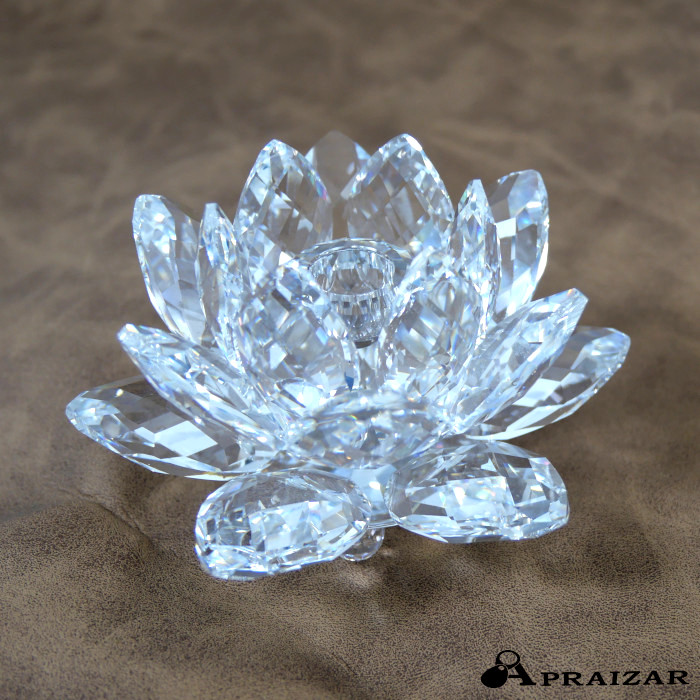 美品 SWAROVSKI スワロフスキー 睡蓮 スイレン 蝋燭 照明ランプ 保持者 飾り付け オブジェ お買いこみ証拠立てる書・入れもの付  [中古]