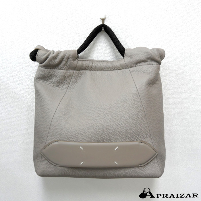 Maison Margiela メゾンマルジェラ レザー 5AC ファイブ エー シー ドローストリング ショルダーバッグ グレー 斜め掛け [中古]