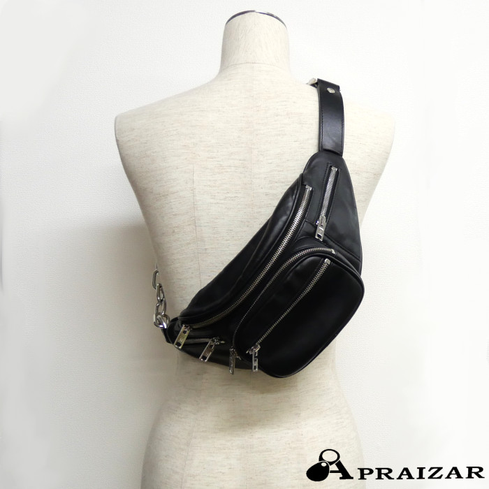 ALEXANDER WANG アレキサンダーワン ATTICA ナッパレザー ファニーバッグ 上半身御徒面子 酉の方角御徒面子 はりつけ台上半身 黒いこと [中古]