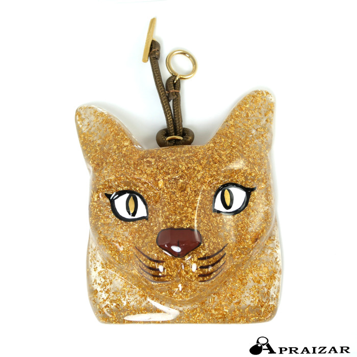 LOEWE ロエベ キャット フェイス チャーム 猫 ネコ ゴールド アクリル製 大き目 華やか インテリア 飾り [中古]｜APRAIZAR