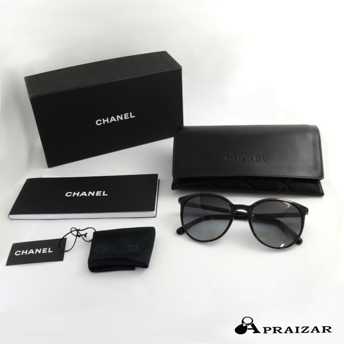 CHANEL シャネル 5394 黒眼鏡 べっ甲 パール なめし革入れもの付 [中古]