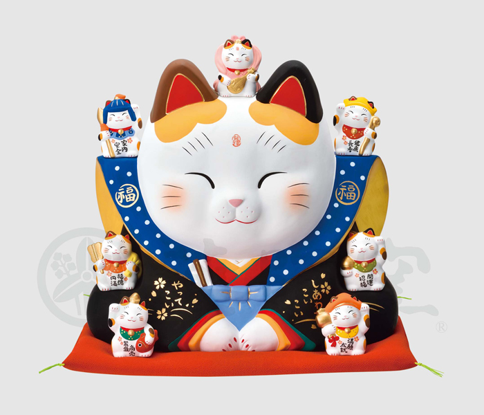 招き猫 置物 陶器 大 七福神 福助 商売繁盛 開運 左手 右手 プレゼント 金運 まねき猫 まねきねこ 風水 雑貨 玄関 新築祝い 開店祝い かわいい 薬師窯 縁起物 贈り物 おしゃれ Rocrooms Com