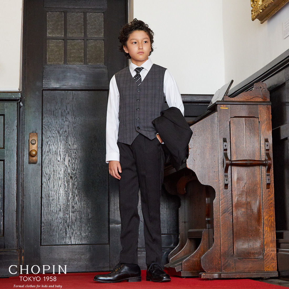 在庫有り即納 [CHOPIN(ショパン)] 150cm ブラック， 小学生 スーツ