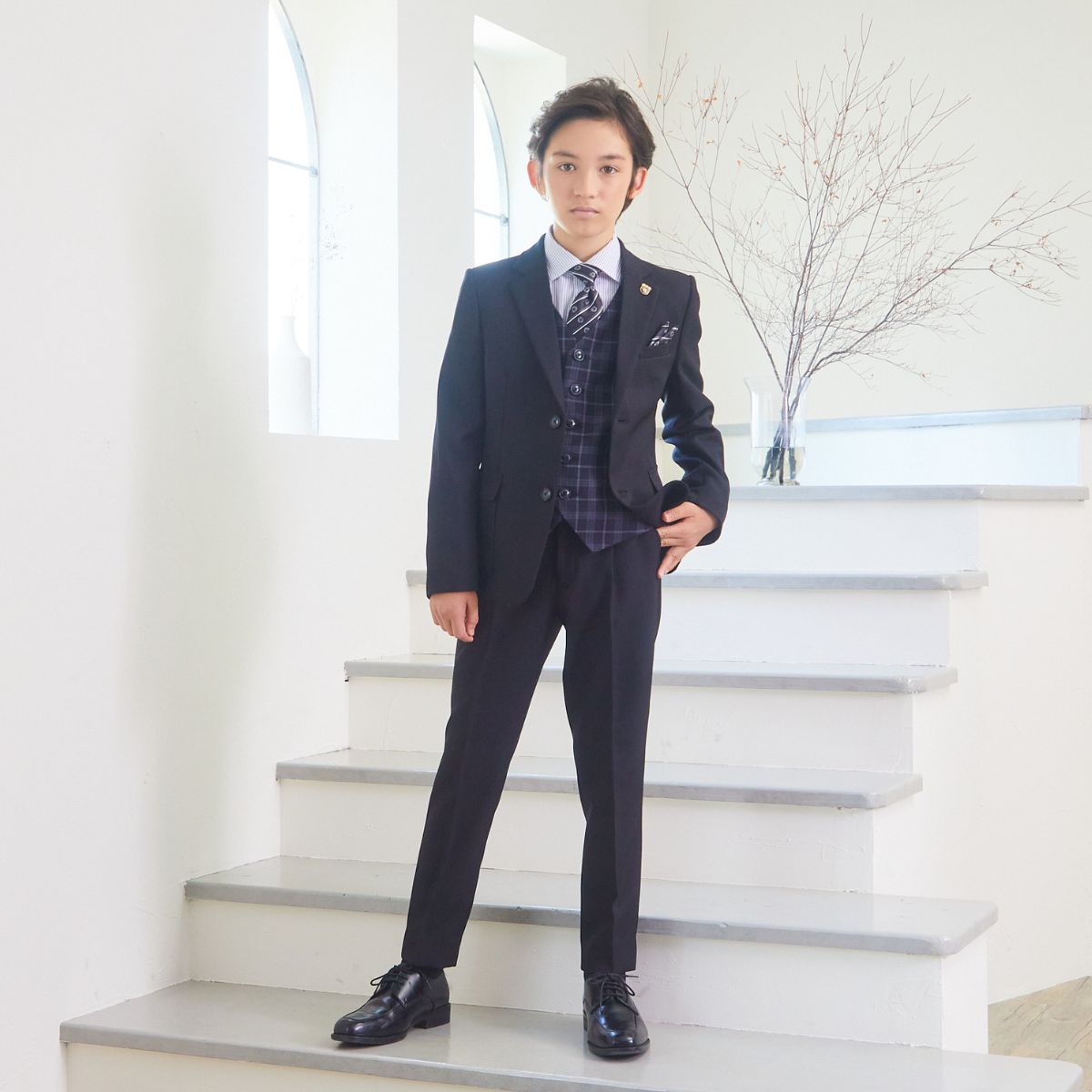 卒業式 スーツ 男の子 (8301-5602)CHOPIN 7点 チェック チェック