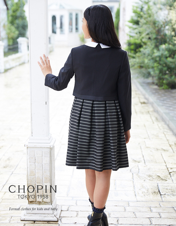 発表会 ブラック 結婚式 Chopin ショパン 卒服 ワンピース 紺 半袖 ブラック 小学生 半袖 140 黒 かわいい 子供服 スーツ 01 2504 フォーマル 160 165cm ネイビー キッズフォーマル おしゃれ クラシックボーダーアンサンブル 女の子 150 ジュニア 結婚式 卒業式