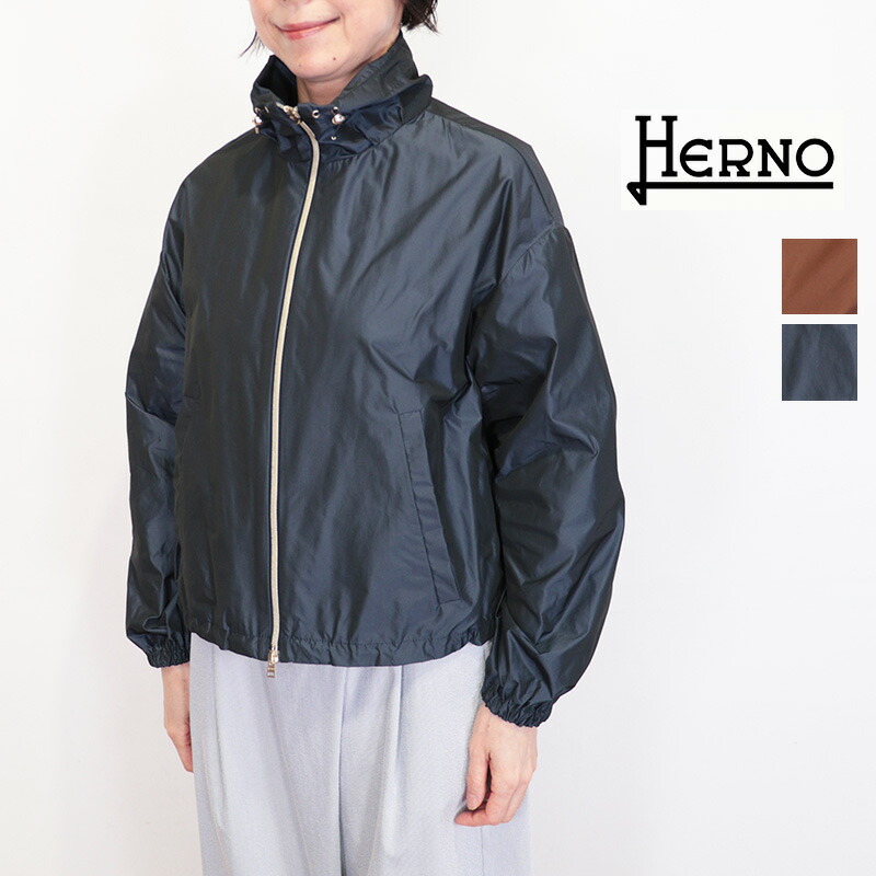 【置き目品】HERNO 地獄ノ GI000280D ポリエステルフーデットショートコート 上衣 スプリングコート 雨合羽 ウィンドブレーカー はっ水 | 26SS アウター 春夏