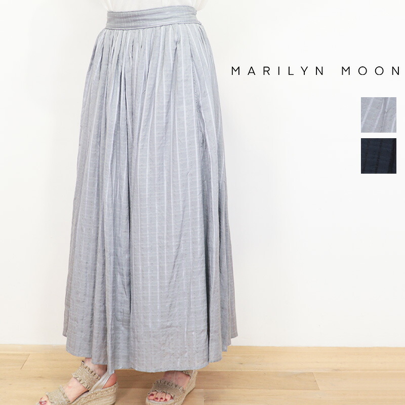 MARILYN MOON マリリンお月さま 4262-180 シアーチェックタックギャザースカート ロングスコート sheer check tuck gather skirt | 26SS ボトムス 春夏