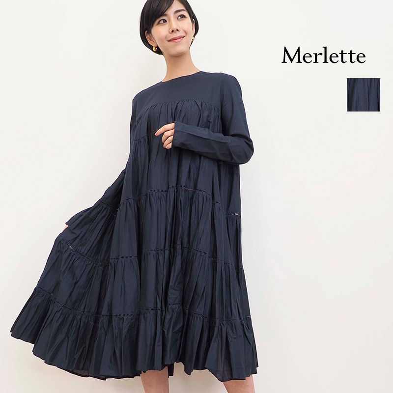 ◆送料・関税無料◆Merlette Soliman ミディ丈ワンピース Merlette マーレット SOLIMAN MIDI 185N18L ティアードギャザー