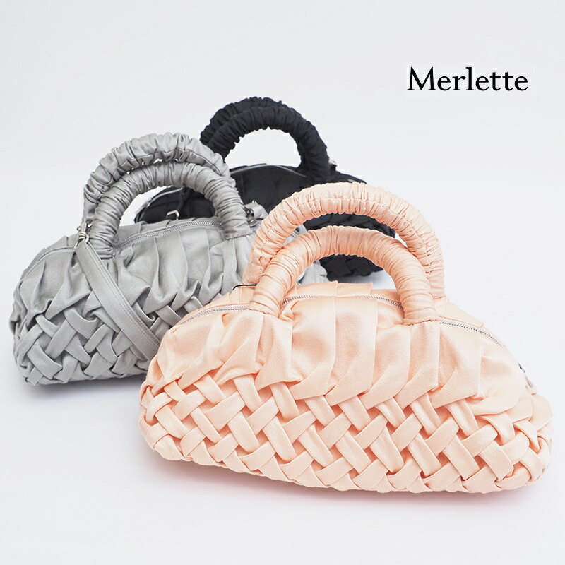 【60％OFF】Merlette マーレット  LUNE 地絹繻子 バスケットスモッキング ハンドバック 3511100003/9911100376 ルーン ルーネ | 22SS 春夏