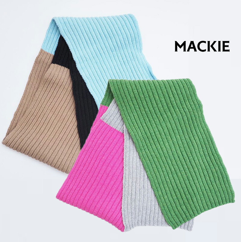 ROBERT MACKIE ロバートマッキー GALA S802 SCARF カラーブロックリブニットマフラー ストール ウール メンズ レディース ユニセックス | 23AW ファッショングッズ 秋冬|セレクトショップ・アプト