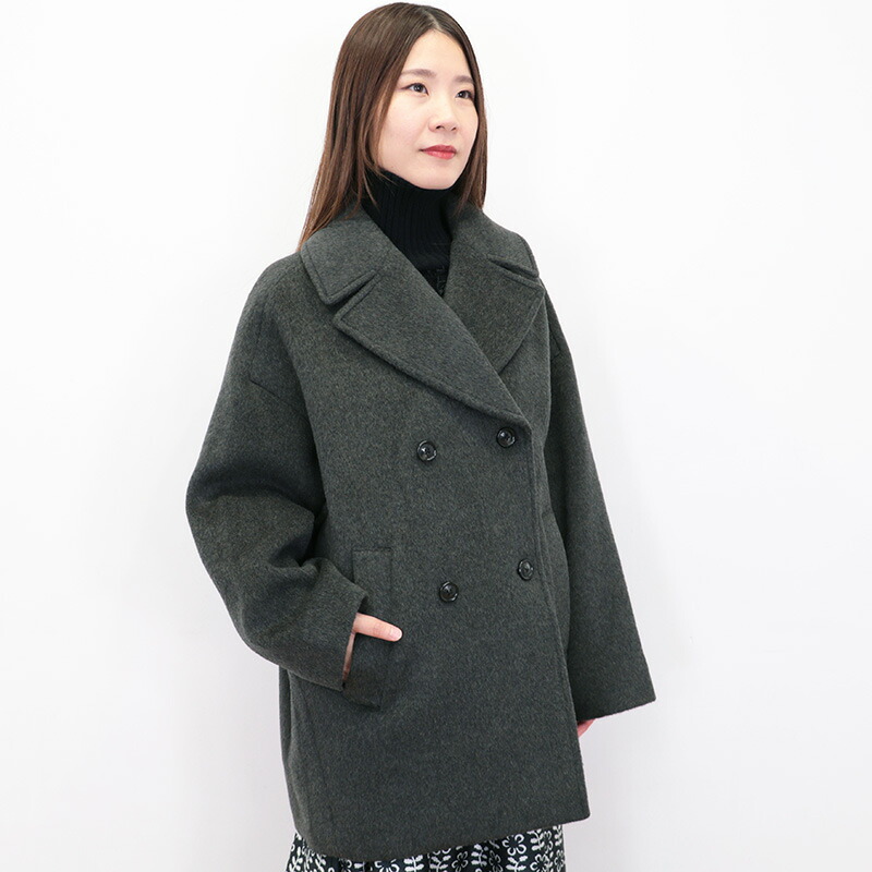 TICCA ダブルブレスト ピーコート/TBDA-232 グレー TICCA ティッカ TBDA-232 ピーコート ミドルコート ウールコート