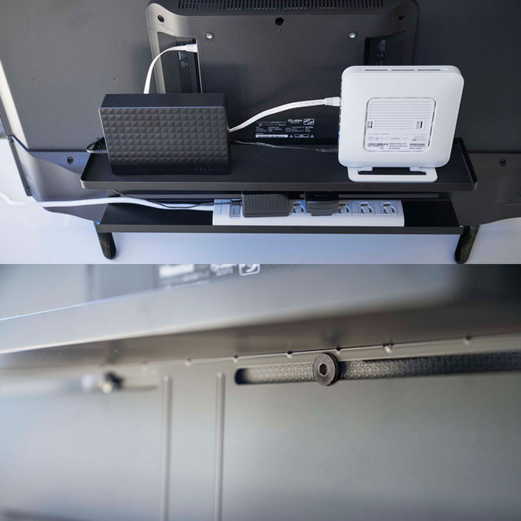 楽天市場 Smart テレビ裏収納ラック スマート ブラック 4484 薄型テレビ 40インチ以上 ルーター 外付けhdd 電源タップ リビング 収納 山崎実業 ａｐｕショップ