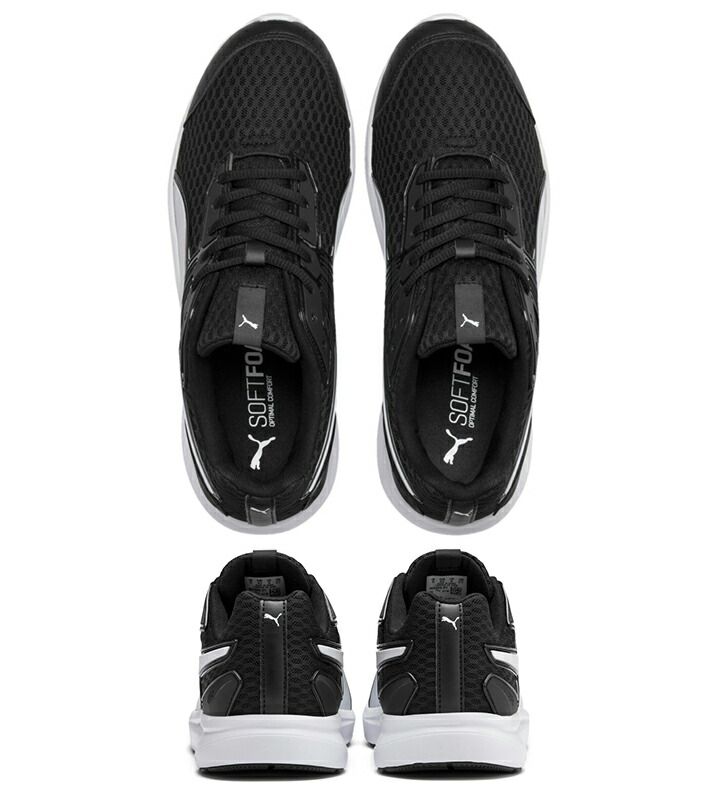 puma black mesh sports shoes