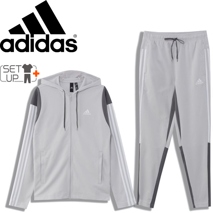 楽天市場 全p５倍 割引クーポン 6 11夜1 59迄 ジャージ 上下セット メンズ セットアップ アディダス Adidas M Aeroready トラックスーツ スポーツウェア グレー ジャケット パンツ 上下組 トレーニング Gm5797 Apworld
