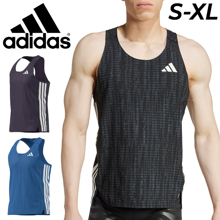 アディダス ノースリーブシャツ メンズ ランニングウエア adidas アディゼロ ADIZERO SNGLT M シングレット スリム 陸上競技 マラソン レース ジョギング ジョグ 男性 タンクトップ 袖なし スリーブレス トップス スポーツウエア スポーツシャツ ブランド アパレル/JTQ55