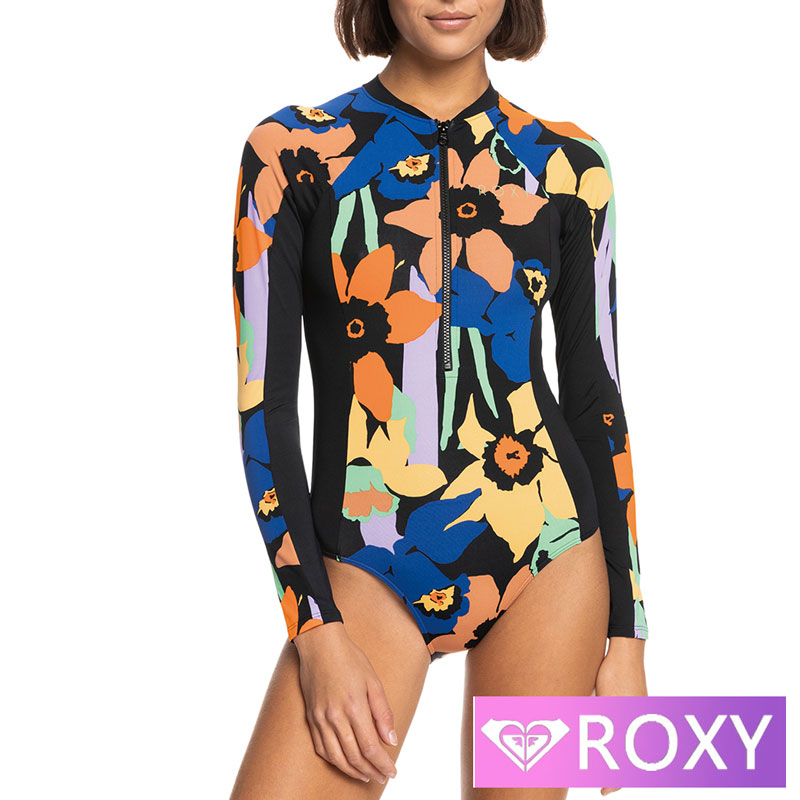 ROXY ロキシー ラッシュガード ワンピース レディース フロントジップ 花柄 フラワー ビーチ 海 プール アウトドア サマー ONESIE  NEW PANELS DETAIL | AQROS ダイビング＆スノーケリング