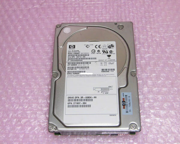 HP 286712-005 (BD07285A25) Ultra320 80pin 72.8GB 10K 3.5インチ 中古ハードディスク