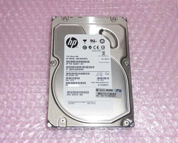 HP 649327-001(MB1000FBZPL) SAS 1TB 3.5インチ 中古ハードディスク