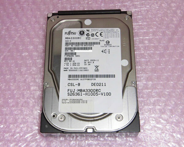 富士通 PGBHDB35C (CA06306-H418) SAS 300GB 15K 3.5インチ 中古ハードディスク｜アクアライト
