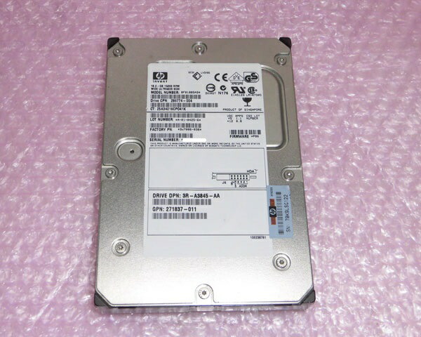 HP 286774-004 (BF01885A34) Ultra320 SCSI 80pin 18.2GB 15K 3.5インチ 中古ハードディスク